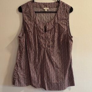 Talbots Sleeveless Blouse - Burnt Orange and White Pattern